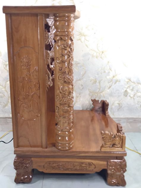 Bàn thờ ông địa gỗ gõ đỏ 60x60x88 (Ngang x Sâu x Cao) 
